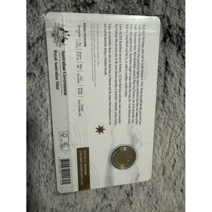 2023 $2 Vietnam War C - Mintmark coloured uncirculated coin 