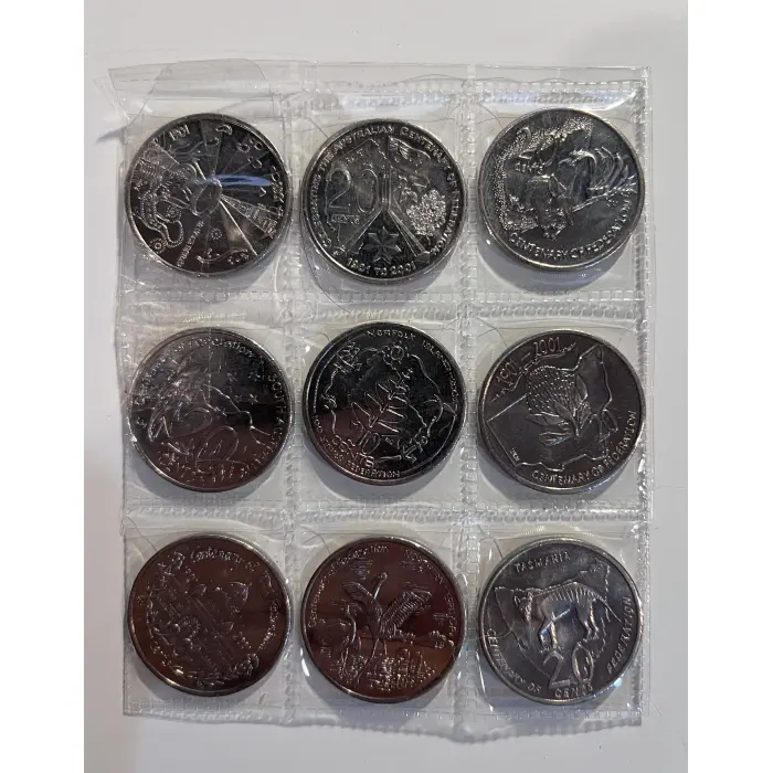 2001 Federation State 20 Cent Coins (Set of 9) 