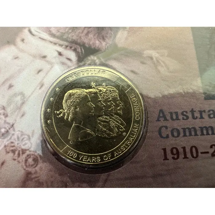 2010 Australian Commonwealth Coinage 1910-2010 PNC $1 Coin & Stamp Cover
