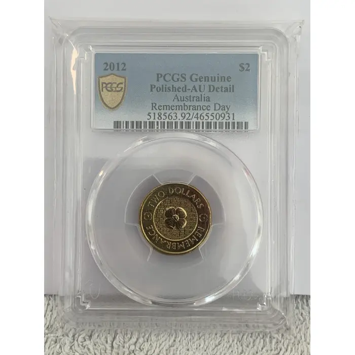 2012 $2 Remembrance Day Gold Poppy PCGS graded coin