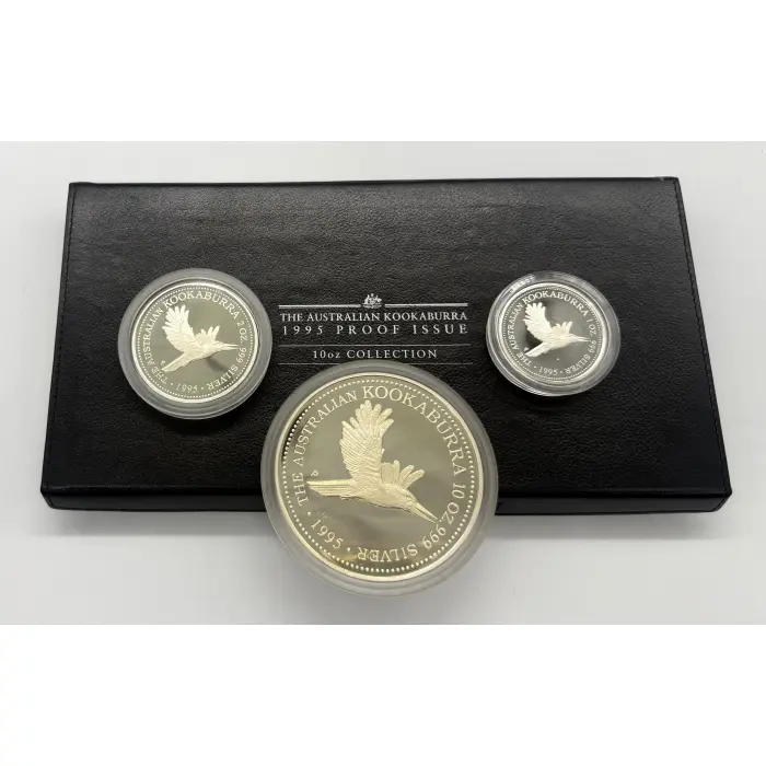 1995 Perth Mint Kookaburra Proof issue 10oz, 2oz, 1oz collection- just 300 mint!