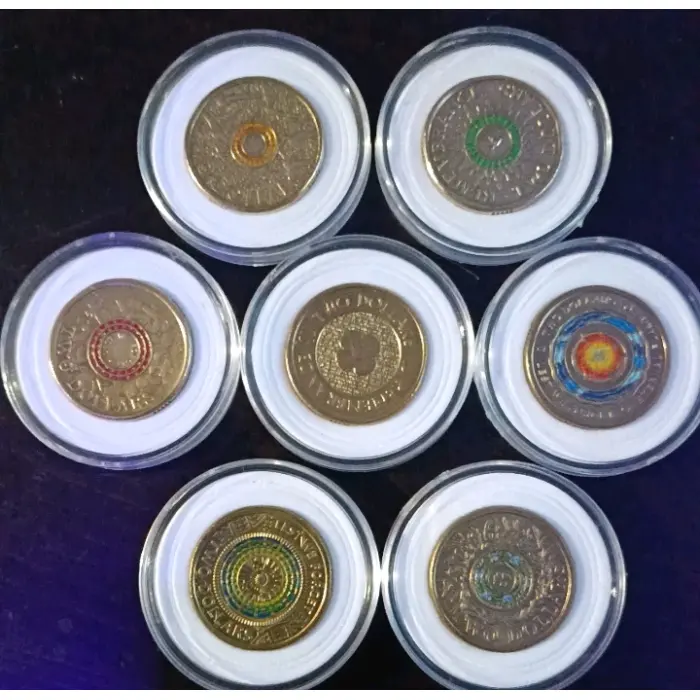 🎉🎉colored 2 coins 2012 ,2014,2015,2017,2018🎊🎊AUNC VERY NICE COINS TO HAVE