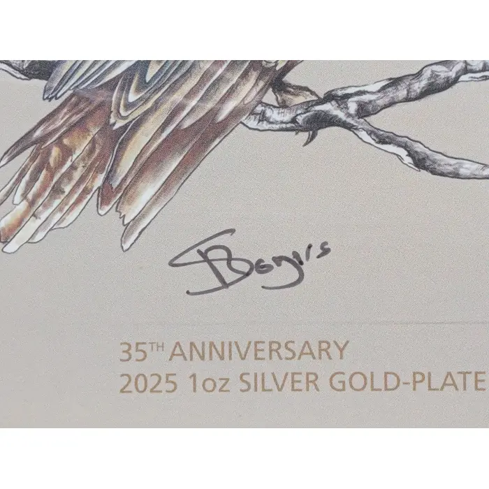 Signed 2025 Sydney ANDA 35th Anniversary Kookaburra 1oz Silver Gold-Plated Coin