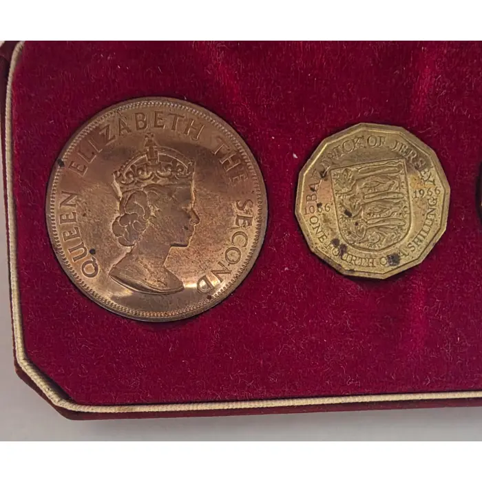 1966 Jersey 4-Coin Set – 2 x 1/4 Shilling & 2 x 1/12 Shilling – In Original 
