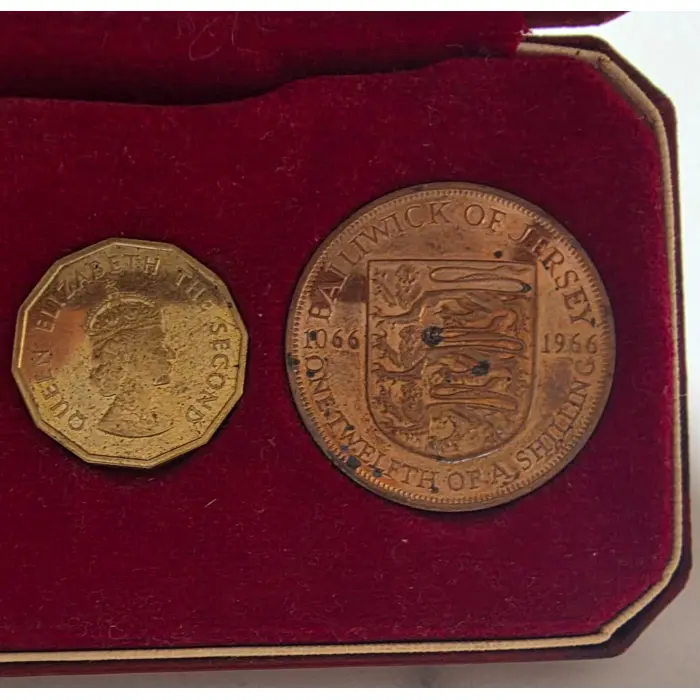 1966 Jersey 4-Coin Set – 2 x 1/4 Shilling & 2 x 1/12 Shilling – In Original 