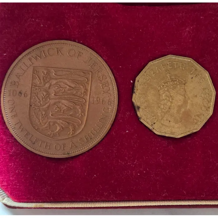 1966 Jersey 4-Coin Set – 2 x 1/4 Shilling & 2 x 1/12 Shilling – In Original 