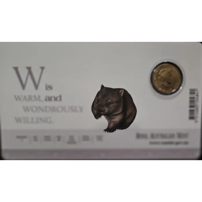 2015 $1 Coloured Frosted Uncirculated Alphabet Coin – W for Wombat