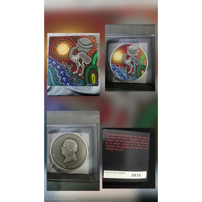 Antique Silver- Maali Swan,  Kaa Kaa Kookaburra,  Yongka Kangaroo & Utingat Emu