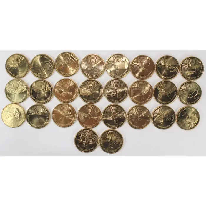 2019 $1 Great Aussie Coin Hunt A–Z Full Set of 26 – Uncirculated in COIN TUBE 