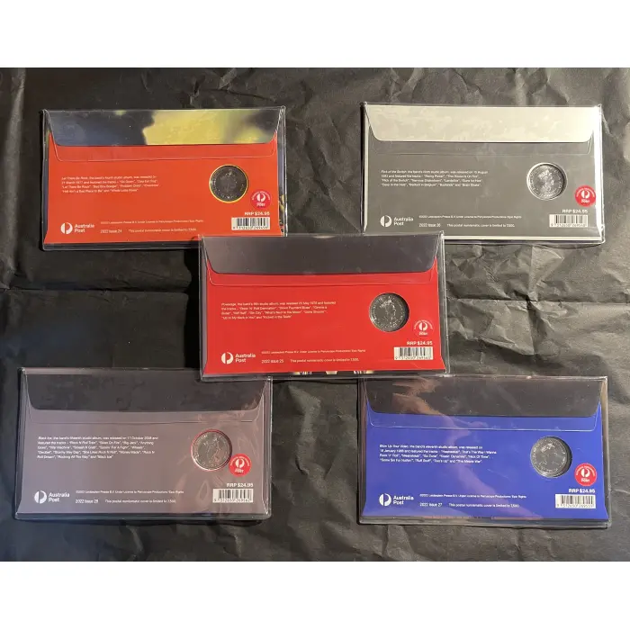 AC/DC 2022 & 2023 Full Set of 5 Australia Post PNC's