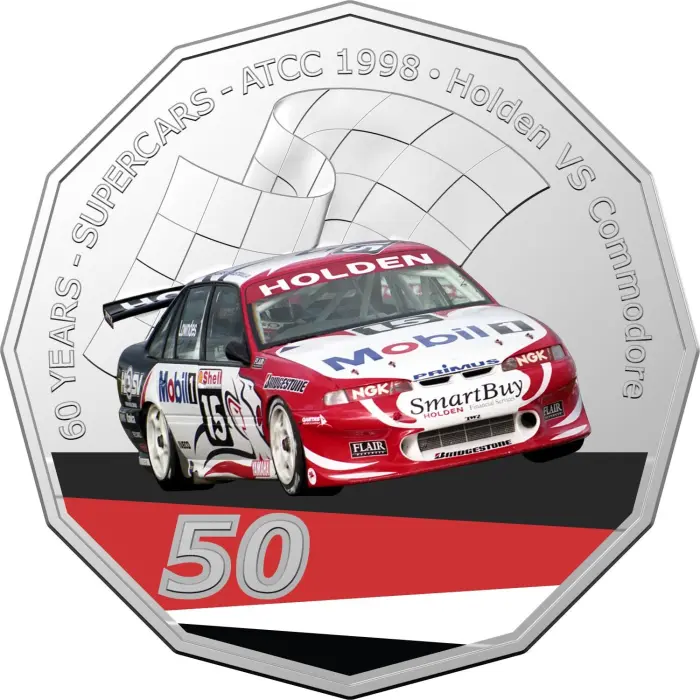 2020 50¢ 60 Years of Australian Touring Car Champions Holden VS Commodore - 50c Coloured CuNi UNC coin