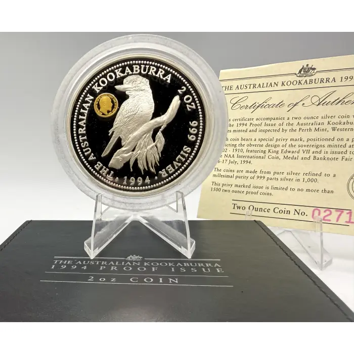 1994 Perth Mint 2oz silver Proof Issue King George V privy mark