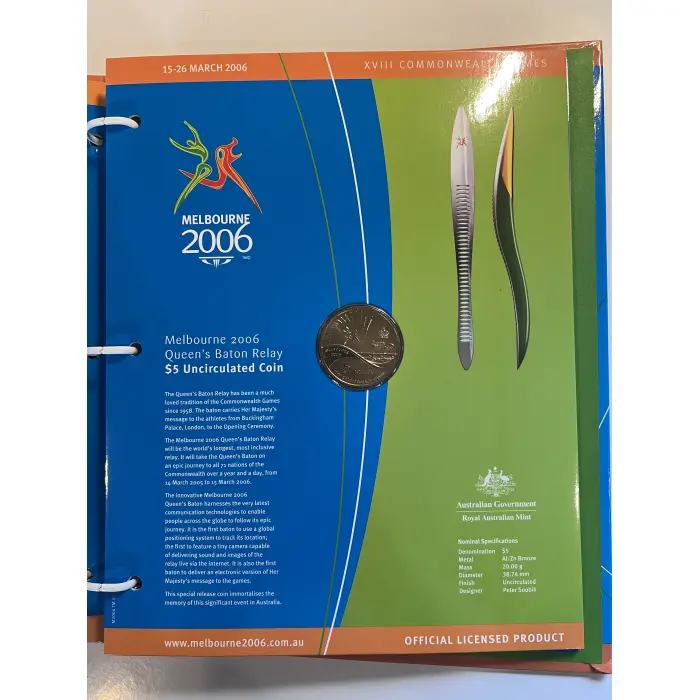 2006 Melbourne Commonwealth Games ALBUM 17 commemorative 50 cent coins +5 dollar
