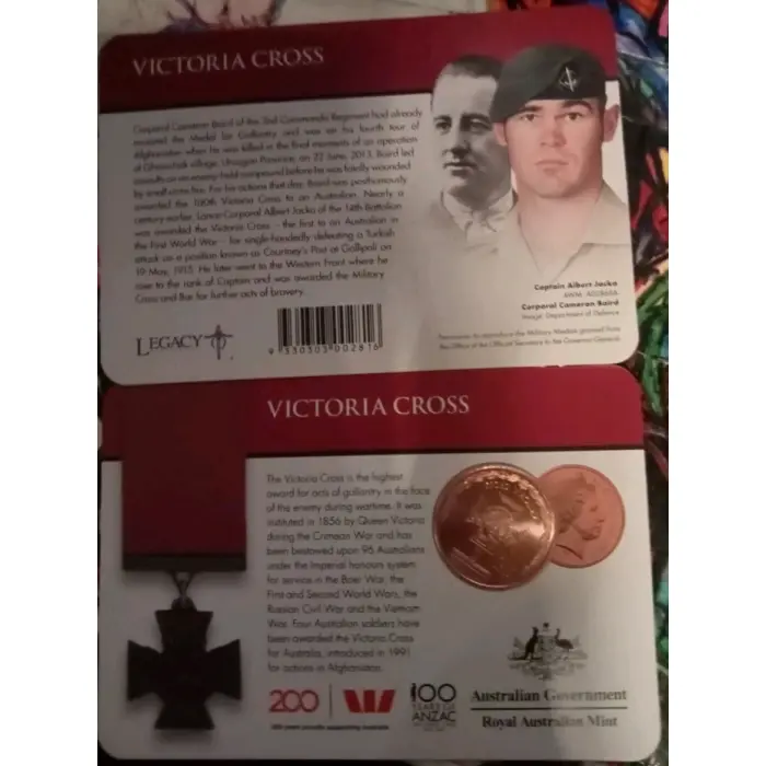 AUSTRALIA 2017 UNC 25c ANZAC VICTORIA CROSS COIN CARD
