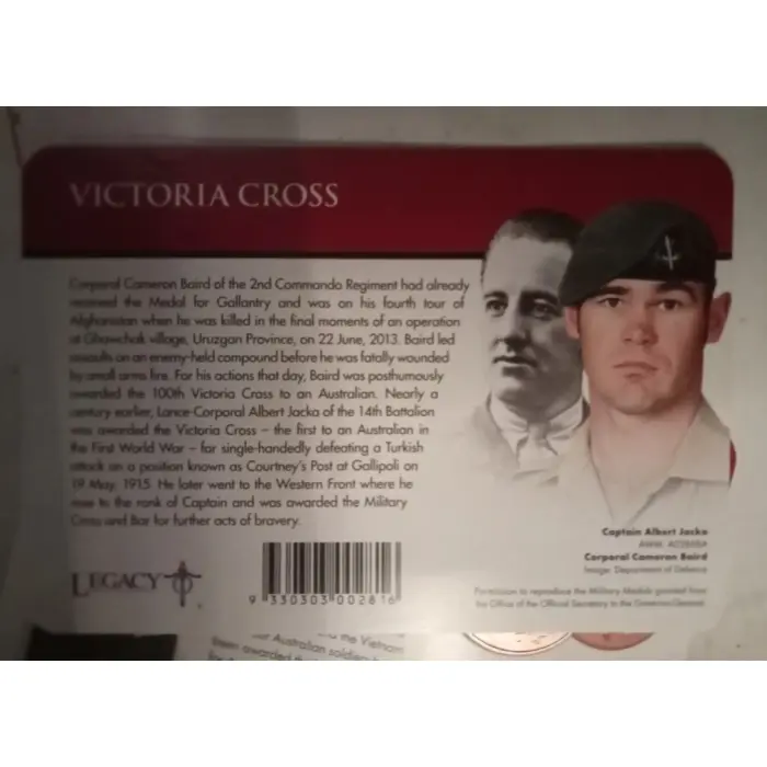 AUSTRALIA 2017 UNC 25c ANZAC VICTORIA CROSS COIN CARD