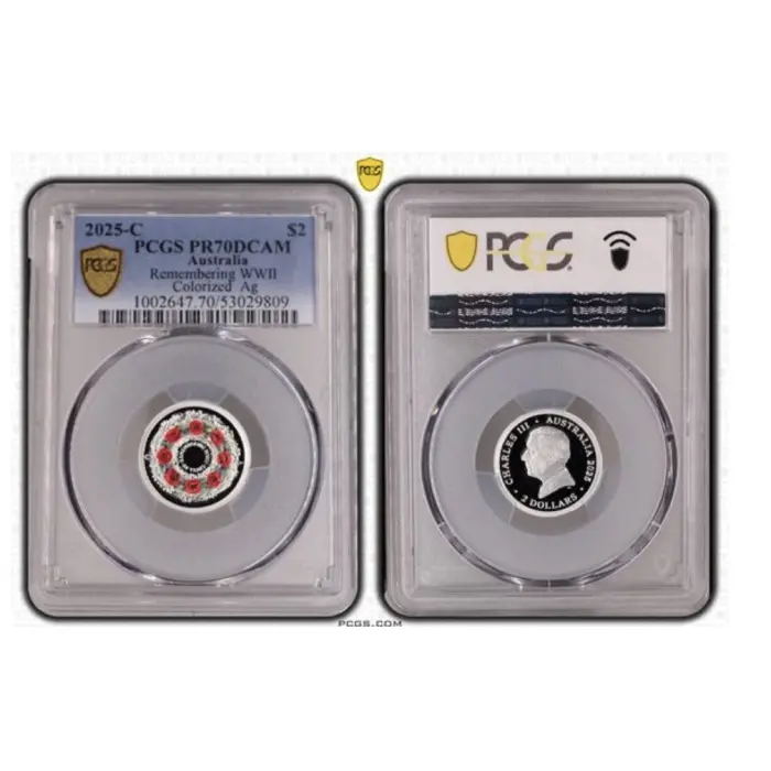 2025 $2 C MINT MARK REMEMBERING WWII PCGS GRADED PR70DCAM SILVER PROOF TOP POP