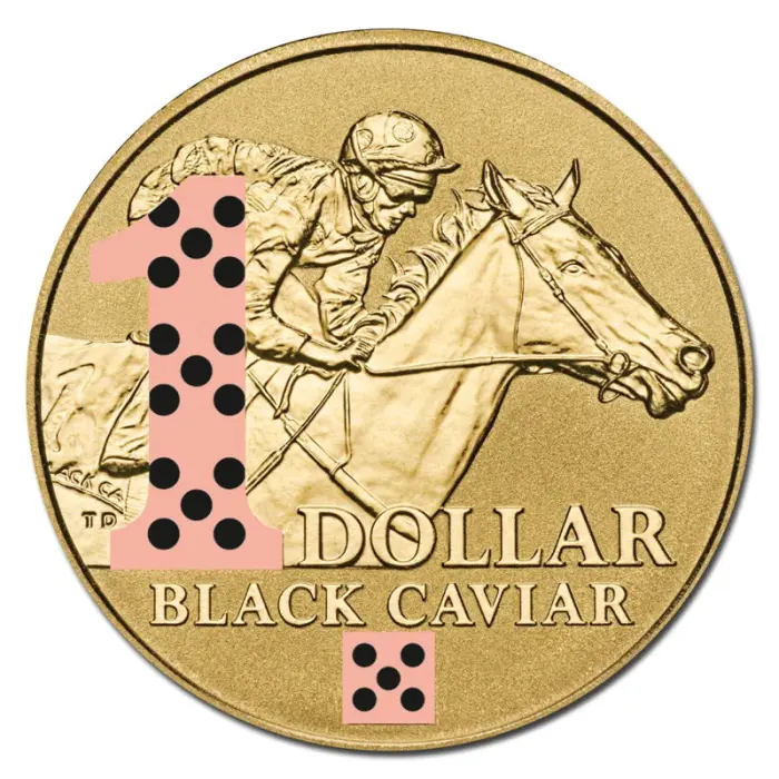 2013 $1 Coloured Black Caviar Carded Coin
