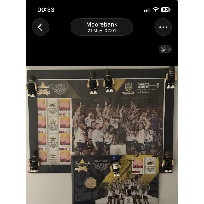 2015 NRL Premiers Nth Queensland Cowboys PNC 1586/3000 with stamp & figurines  