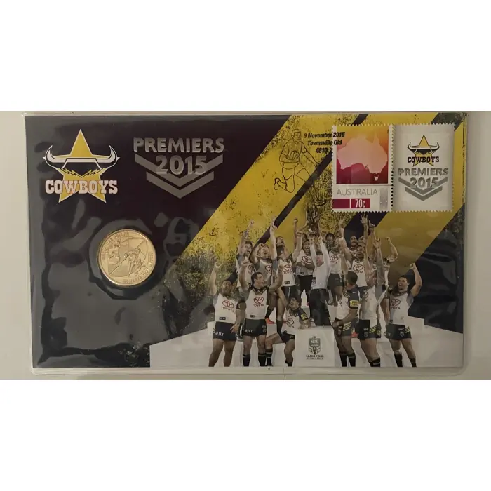 2015 NRL Premiers Nth Queensland Cowboys PNC 1586/3000 with stamp & figurines  