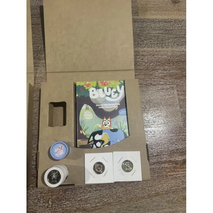 2026 Bluey Seven Coin Set - Folder/Tube **COLOURED SLEEPYTIME