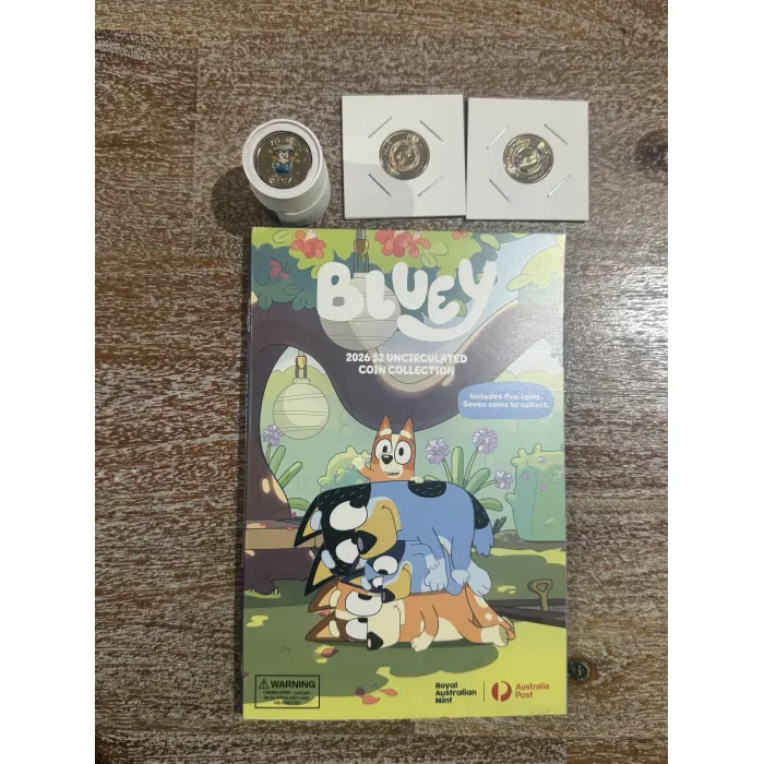 2026 Bluey Seven Coin Set - Folder/Tube **COLOURED SLEEPYTIME