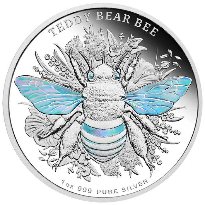 2026 Australian Native Bees – Teddy Bear Bee 1oz Silver Proof Hologram Coin