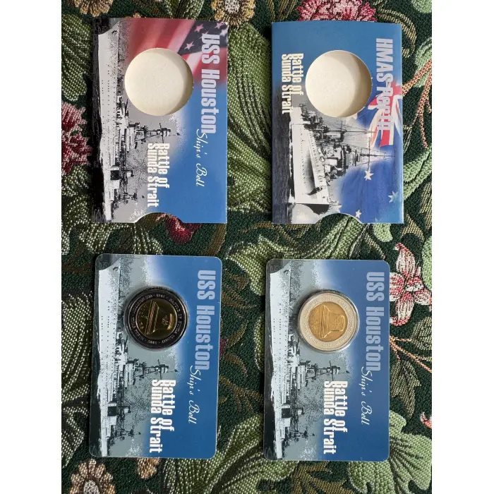 2002 $5 Uncirculated coin pack Set  -USS Houston HMAS Perth