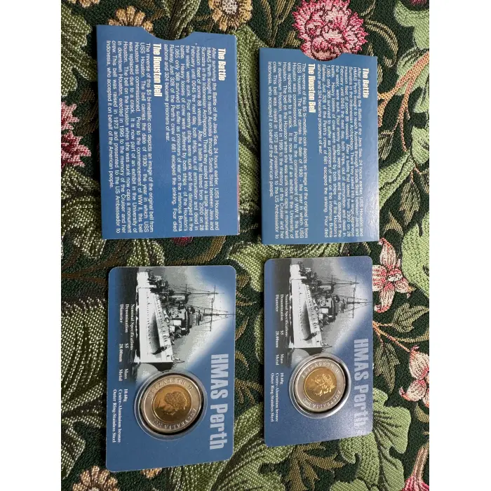 2002 $5 Uncirculated coin pack Set  -USS Houston HMAS Perth