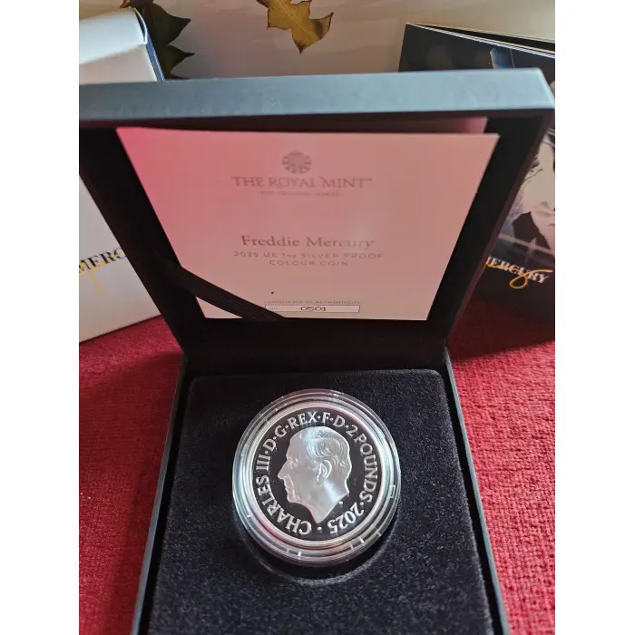 2025 Freddie Mercury UK Mint 1oz Silver Proof Colour Coin Limited Edition 4,500