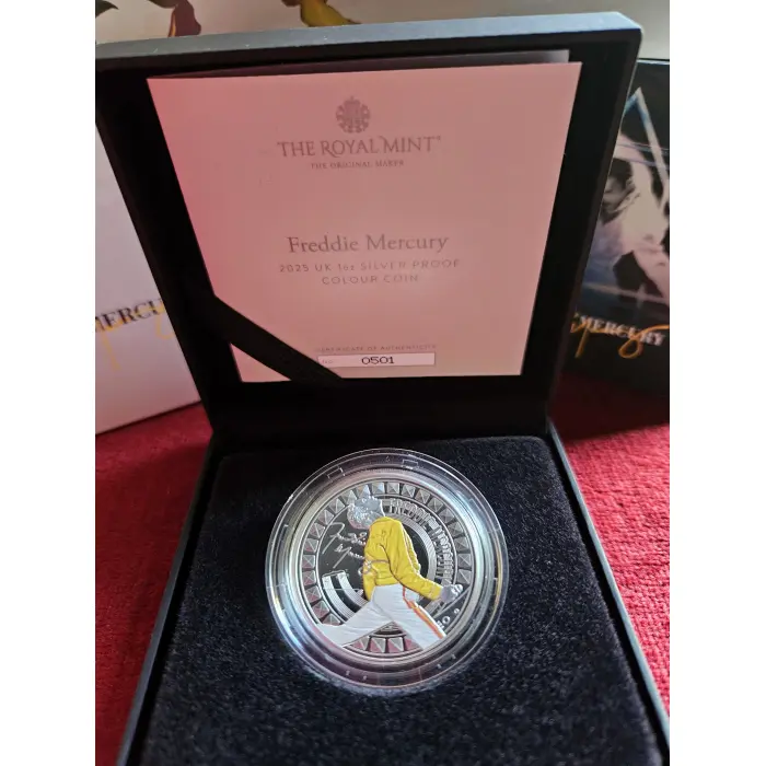 2025 Freddie Mercury UK Mint 1oz Silver Proof Colour Coin Limited Edition 4,500