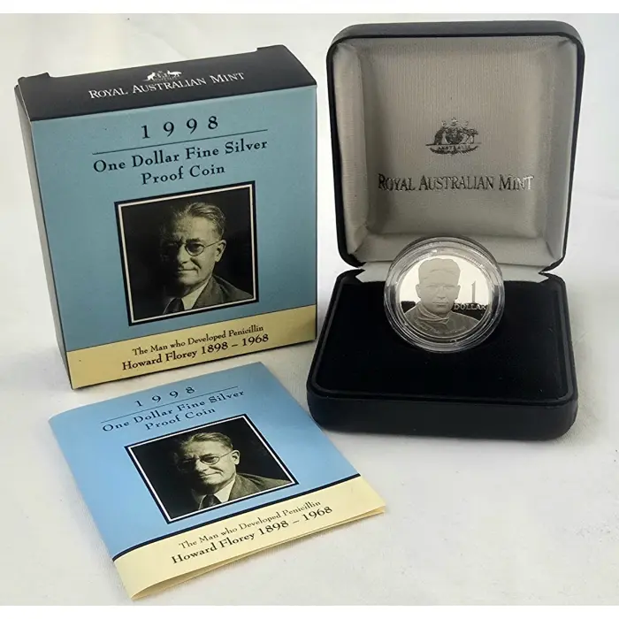 1998 Howard Florey $1 Fine Silver Proof Coin Royal Australian Mint #376