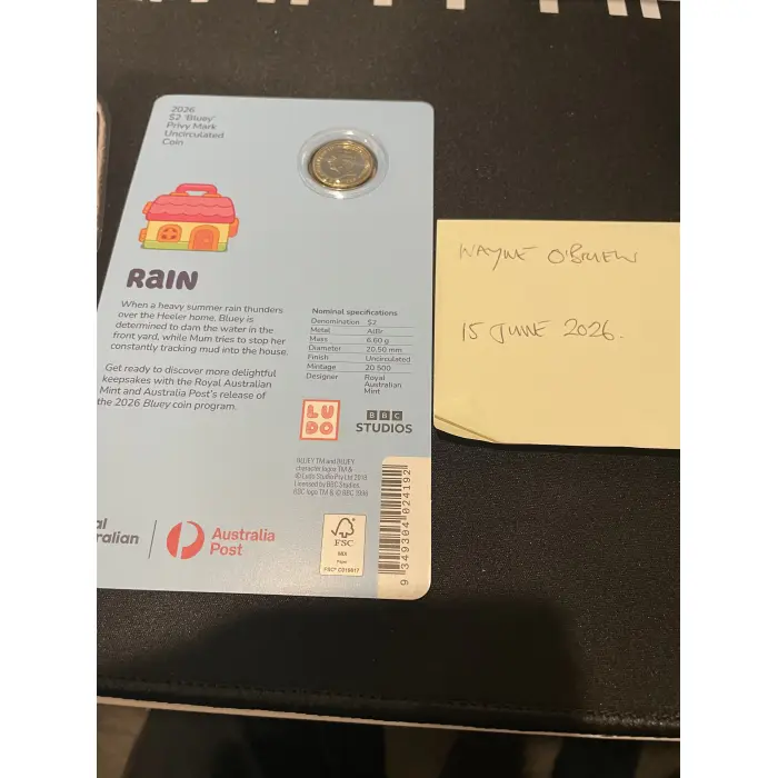 2026 Bluey print carded 2 dollar - Rain 