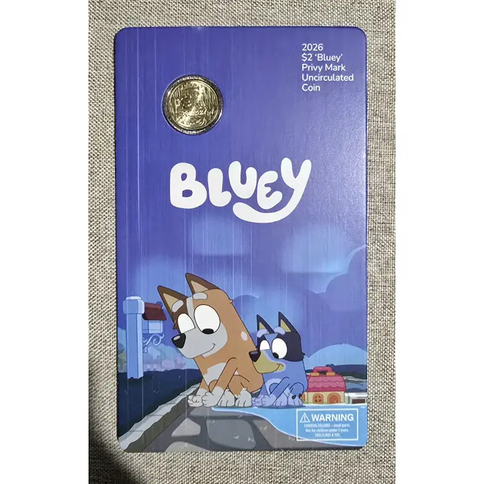 2026 $2 BLUEY RAIN COIN SPECIAL PRIVY MARK - UNCIRCULATED COIN IN CARD PNC
