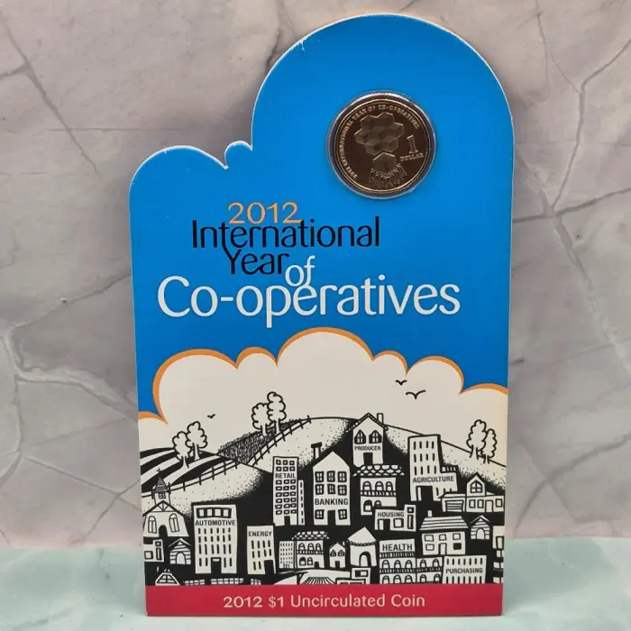 2012 $1 International Year Of Co-operatives Carded Coin - Mintage: 20,463