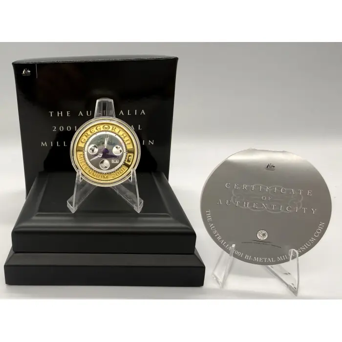 2001 Perth Mint “Millennium” bi metal 9.5 gram gold coin- 7,500 mintage 