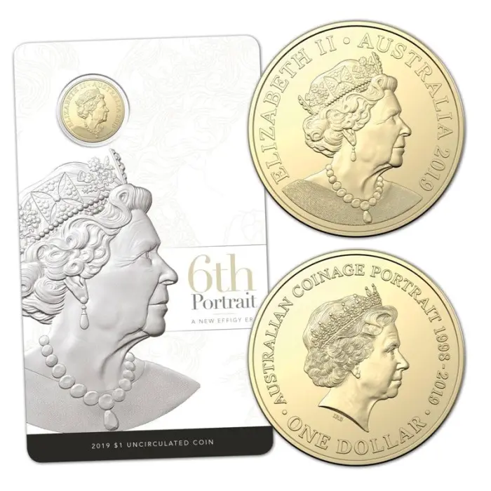 2019 $1 6th Portrait A New Effigy Era Double Header Coin on Card RAM UNC