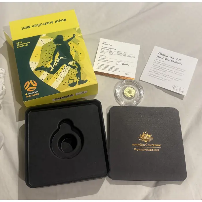 2026 $2 Matildas coloured proof coin