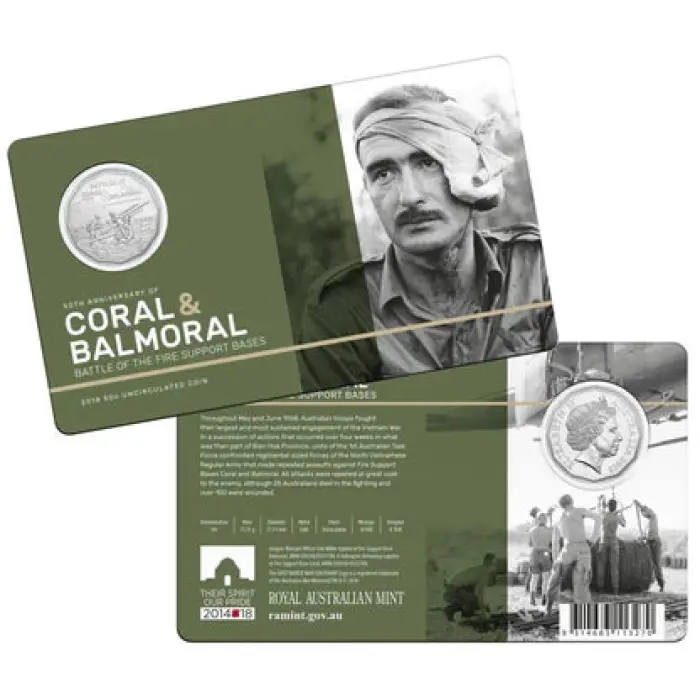 2018 50c Battle Of The Fire Support Bases Carded Coin - Mintage 30,000