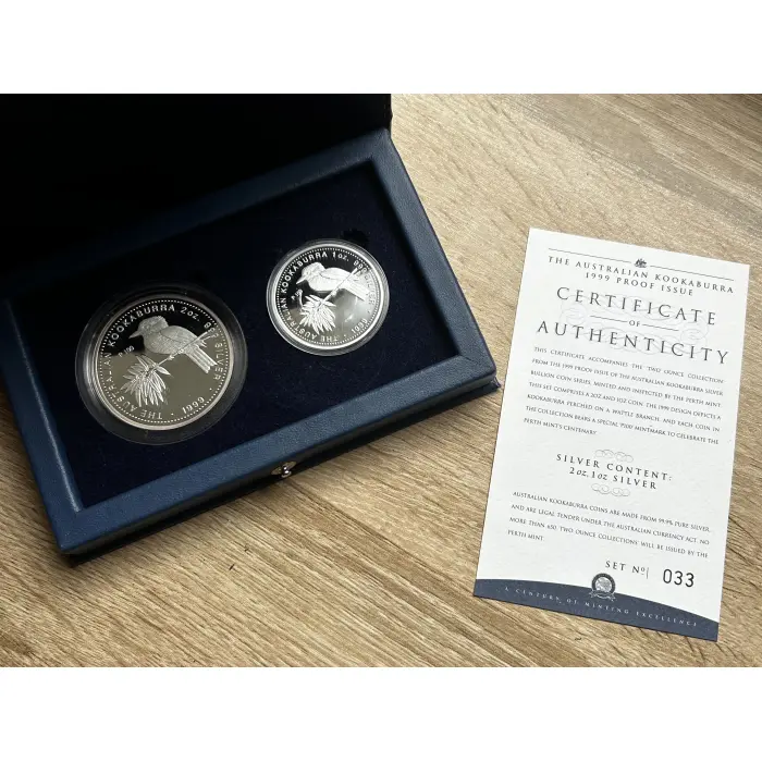 3OZ Silver - 1999 Australian Proof Kookaburra Silver Coin Series