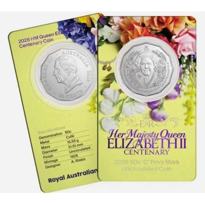 2026 50c C Privy Mark HM Queen Elizabeth II Centenary of Birth