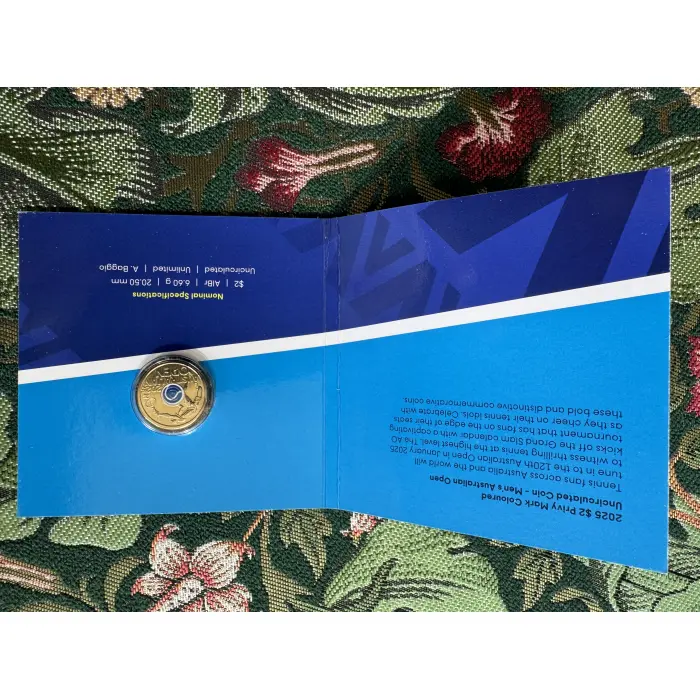 2025 $2 Privy Mark coloured uncirculated coin pack-Men’s Australian Open 