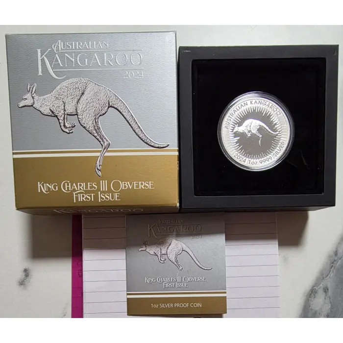 Australian Kangaroo 2024 King Charles III Obverse First Issue 1oz Silver Coin