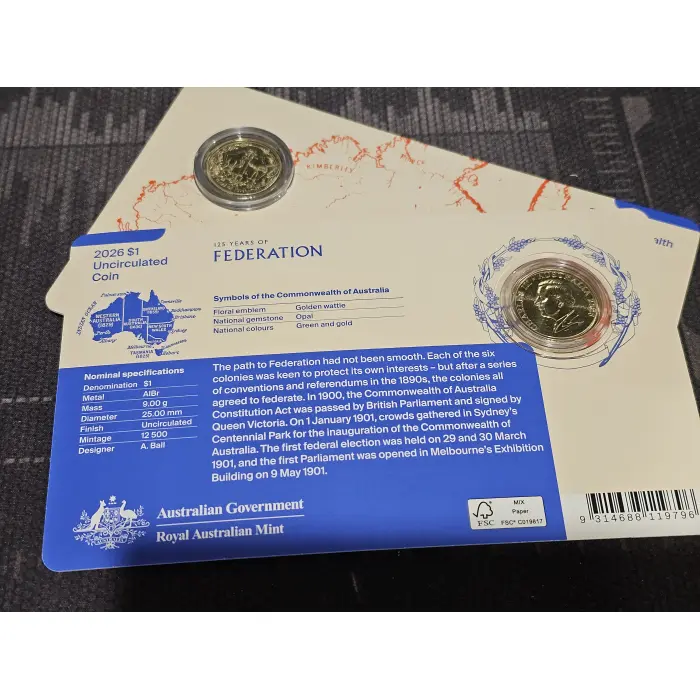 2026 $1 Coin Pack Uncirculated Commonwealth 125 Years of Federation
