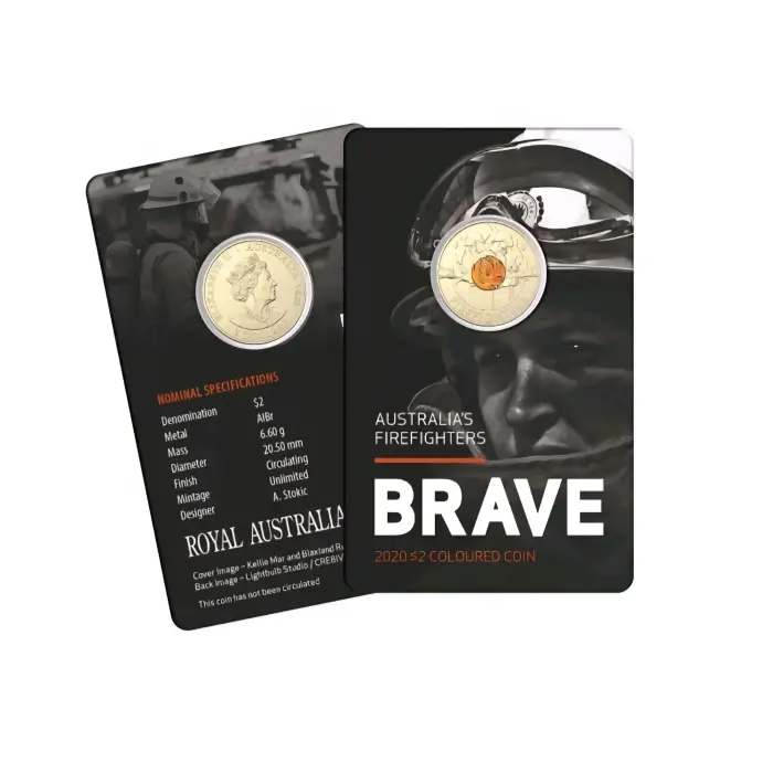  2020 $2 Fire Fighter 'C' Mintmark Coloured Coin in Mint Card *