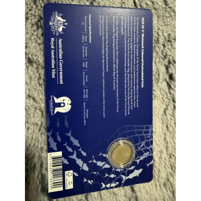 2025 $2 C - Mintmark  coloured uncirculated Torres Straight Islander 