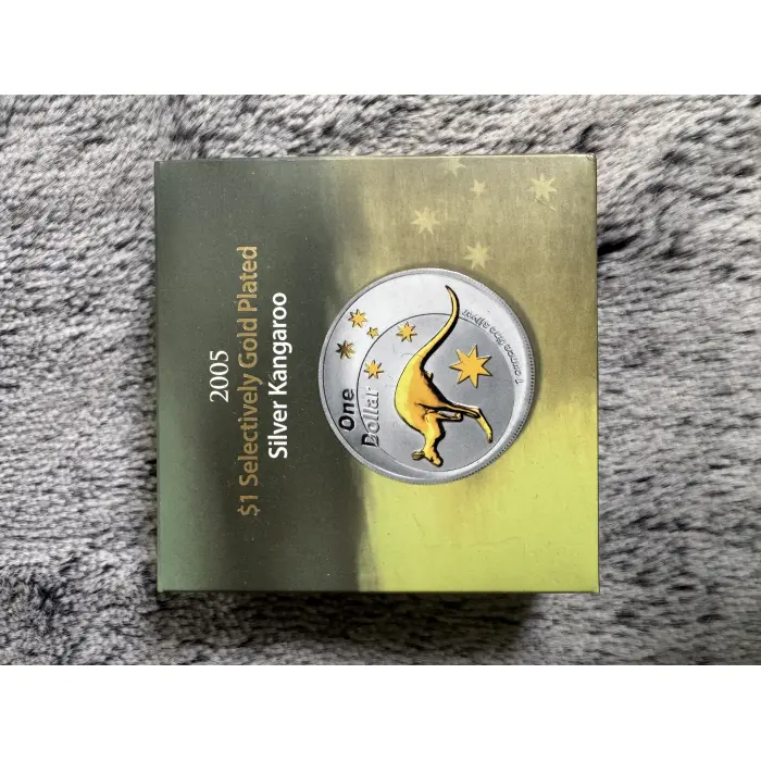 2005 $1 Selectively Gold plated  Silver Kangaroo Proof coin 