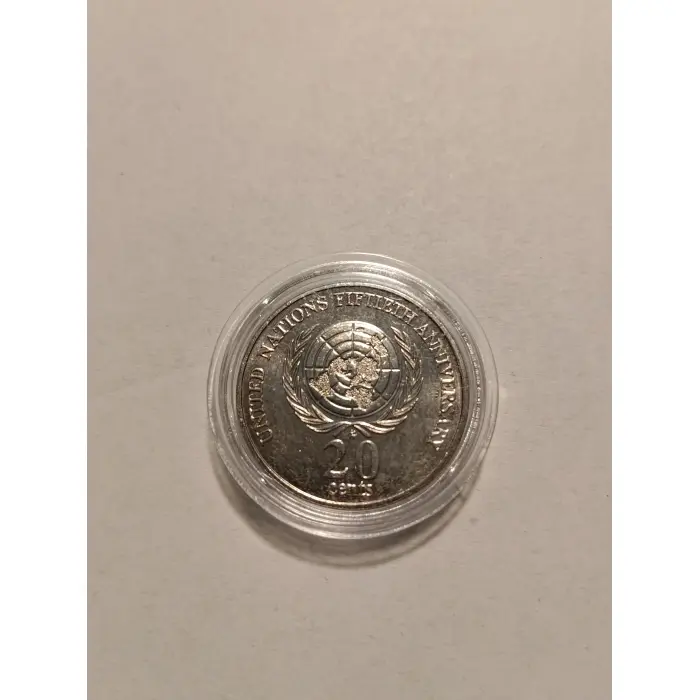 1995 United Nations Anniversary UNC 20c coin 