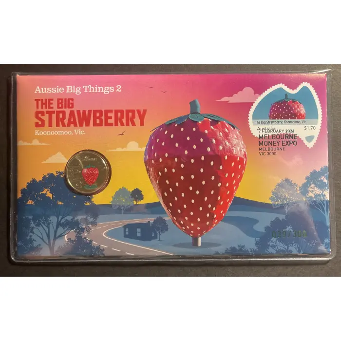 2025 Big Strawberry Colored $1 PNC from Melbourne Money Show 7 February 2026