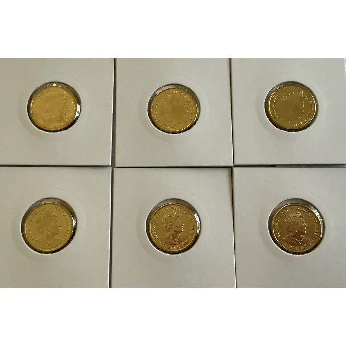 6 X $2 UNCIRCULATED COMMEMORATIVE COLOURED COINS