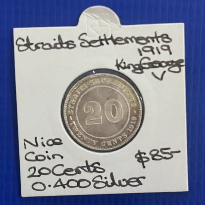Straits settelment 1919 20 Cents – George V  